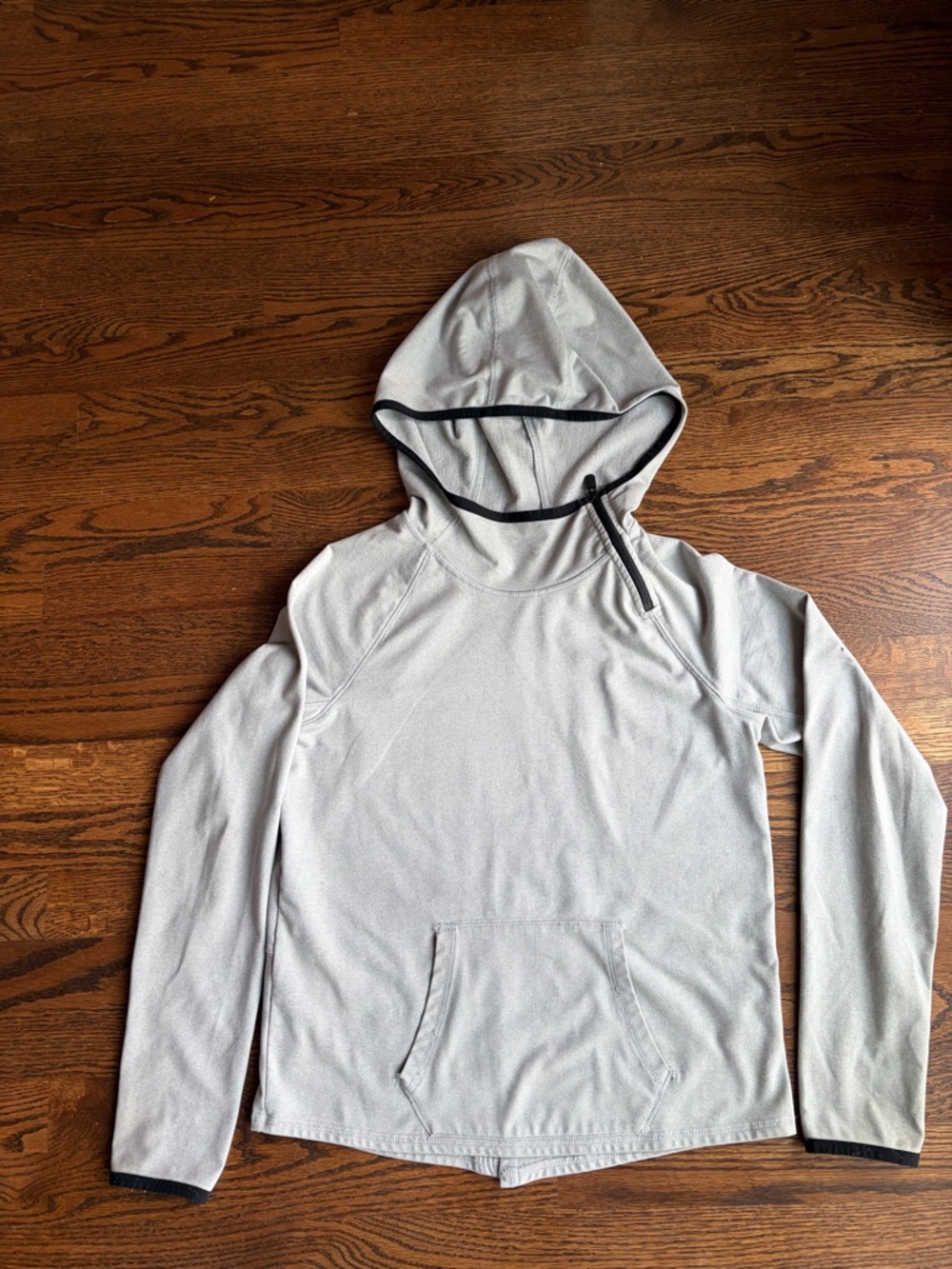 Zella Girl Light Gray Hooded Pullover with Contrast Trim